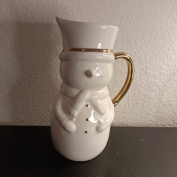 GORGEOUS NEW Paula Joerling Art Studio 9" Snowman Stoneware Christmas Pitcher. - Picture 1 of 6